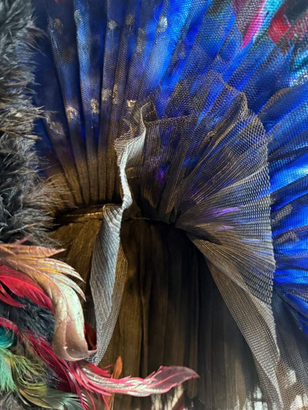 Feather Strappy Ballerina / Mardi Gras Dress Halloween Costume Blue & Purple M/L - Picture 7 of 8